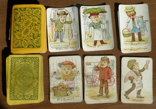 Two packs of late 19th Cent. card game of SNAP Glevum series by Woolley & Co. with Cries of London.